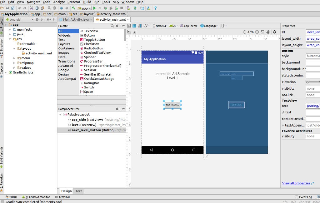 Interfaz de usuario de Android Studio