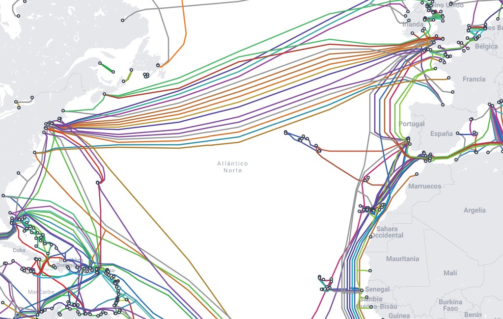 Mapa mundial de los cables submarinos